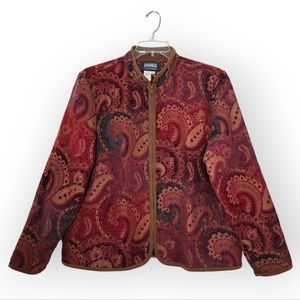 Roughrider By Circle T Tapestry Jacket Full Zip Red Brown Size XL